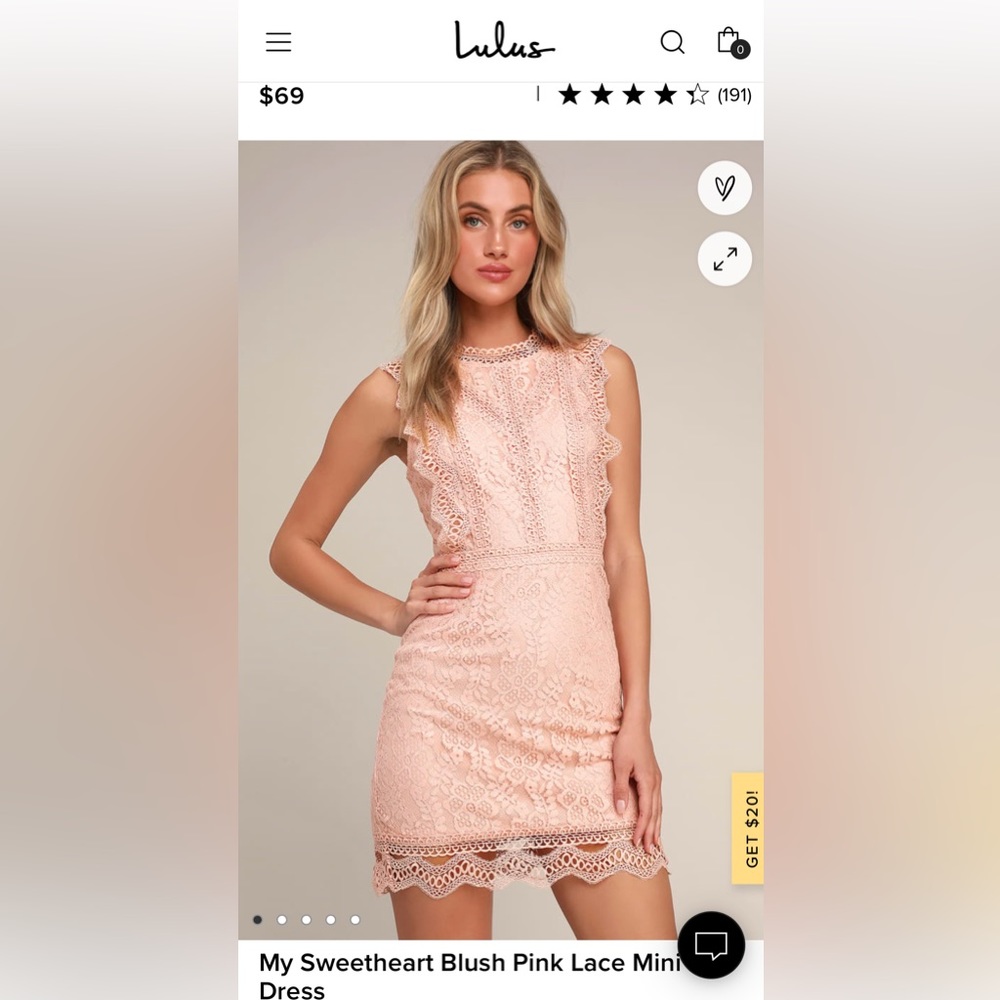 NWOT blush pink lace dress